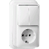 Gira | combinatie serieschakelaar/wandcontactdoos met randaarde | Opbouw Crème | 017510
