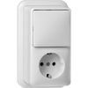 Gira | combinatie wisselschakelaar/wandcontactdoos zonder randaarde | Opbouw Crème | 047610