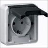 Gira | Wandcontactdoos randaarde met klapdeksel | Spatwaterdicht Opbouw IP44 | 045035