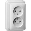 Gira | wandcontactdoos 2-voudig zonder randaarde | Opbouw Crème | 079110