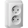 Gira | Wandcontactdoos 2-voudig zonder randaarde | Opbouw Wit | 079111