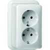 Gira | wandcontactdoos 2-voudig met randaarde | Opbouw Crème | 078010