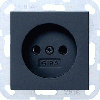 Gira / wandcontactdoos zonder randaarde / mat zwart / 4480005