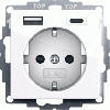 Gira / wandcontactdoos met randaarde, kinderbeveiliging en USB A/C aansluiting / zuiver wit glanzend / 245903