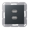 Jung | Afdekplaat voor dubbele USB. incl. draagframe | A550 Antraciet mat | MA A 1153 ANM