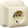 Gira | wandcontactdoos met randaarde | Opbouw Crème | 044010