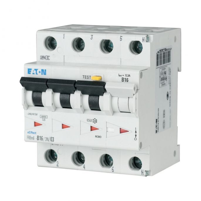 Eaton FRBM6-C6/3N/03-A aardlekautomaat C6 300mA 3P+N 6kA type A