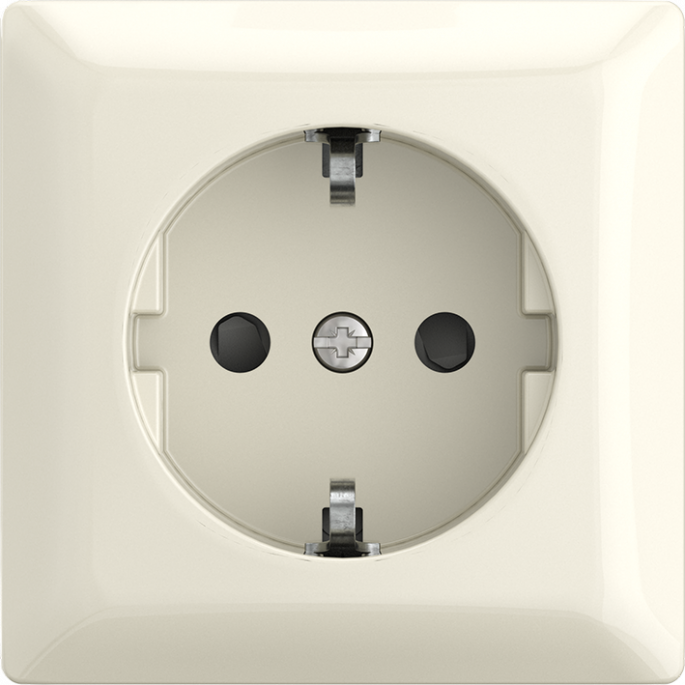 Busch-Jaeger | Wandcontactdoos met randaarde, kinderbeveiliging en steekklemmen | Opbouw crème | 20 EAPBJ-522 | 2TKA00005528