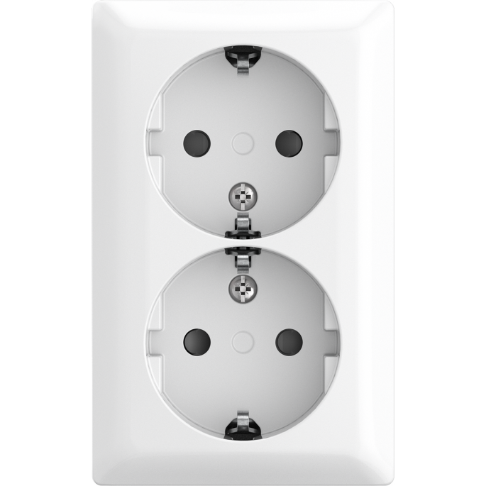 Busch-Jaeger | 2x wandcontactdoos met randaarde en kinderbeveiliging | Opbouw wit | 202 EAPBJ-524 | 2TKA00005531