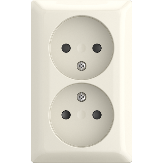 Busch-Jaeger | 2x wandcontactdoos zonder randaarde met kinderbeveiliging | Opbouw crème | 202 APBJ-522 | 2TKA00005534