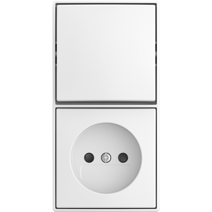 Busch-Jaeger | Combinatie wandcontactdoos zonder randaarde met kinderbeveiliging en wisselschakelaar | Opbouw wit | 2601/6/20 APBJ-524 | 2TKA00005540