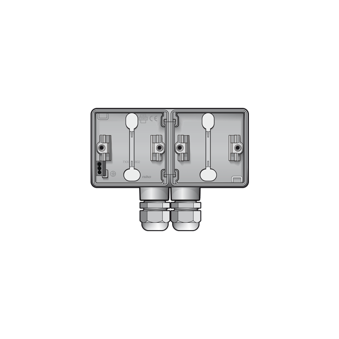 Niko Hydro grijs | Horizontale opbouwbak 2-voudig met 2x M20 ingang | 700-84852