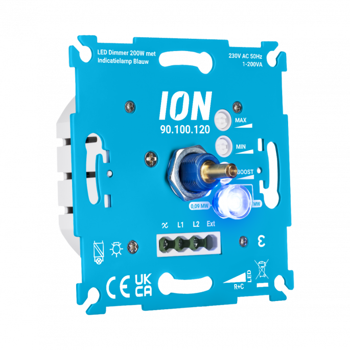 ION INDUSTRIES | LED Dimmer 200 Watt met blauwe indicatielamp | 90.100.120