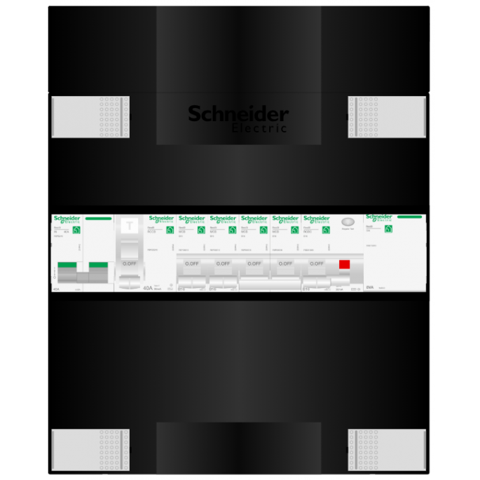 Schneider groepenkast 1 fase met 2 groepen + fornuisgroep, aardlekautomaat en beltrafo ADVA11224FTH1