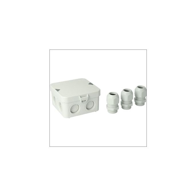 ATTEMA AK1 | Kabeldoos met 8 invoeren, 3 nylon wartels M25, 95x95x45mm (LxBxD) | Grijs | AT2500