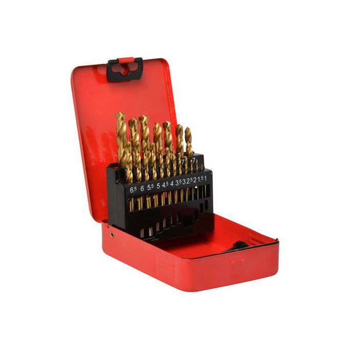 Borenset in metalen opbergbehuizing 19-delig 1 t/m 10MM