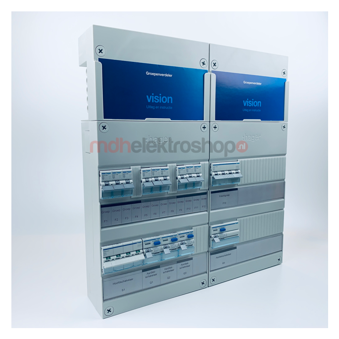 Groepenkast Hager | 9 x Lichtgroepen | 1 x Krachtgroep | 3 Fase