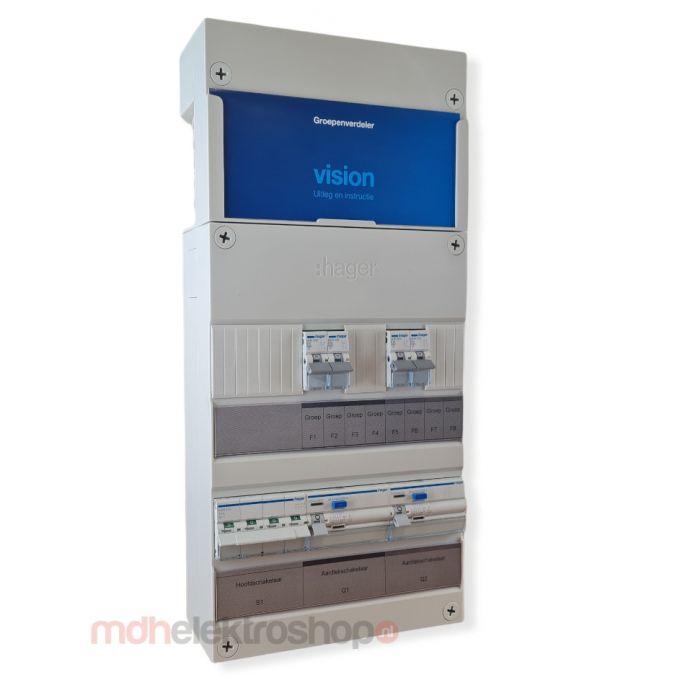 Groepenkast Hager Vision 4 Groepen 3 Fase 2ALS4P30 2L+2L HS