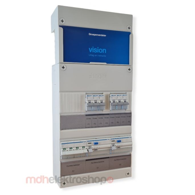 Groepenkast Hager Vision 6 groepen 3 fase 2ALS4P30 3L+3L HS