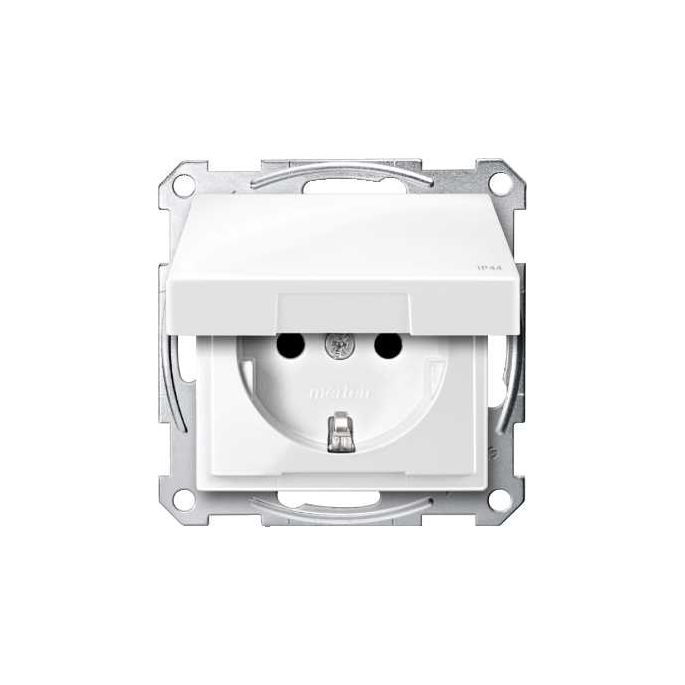 Schneider | Wandcontactdoos randaarde met klapdeksel | M-Smart Alpinwit | MTN2314-0319