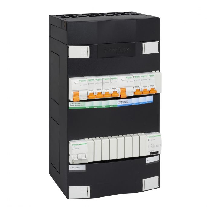 Schneider groepenkast 3 fase met 7 groepen + fornuisgroep en beltrafo ADVG24234KB16T
