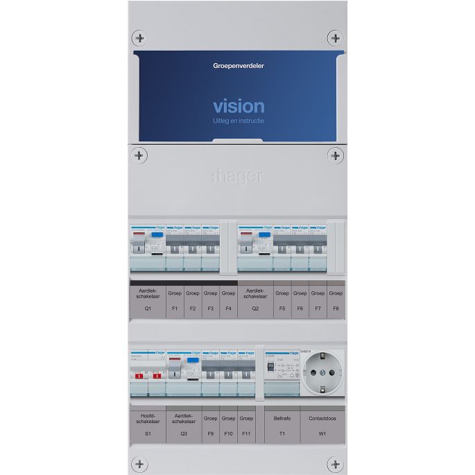 Groepenkast Hager | 9 Groepen 9 x Lichtgroepen 1 x Beltransformator 1 x Wandcontactdoos | 1 Fase | VKG333E-TW