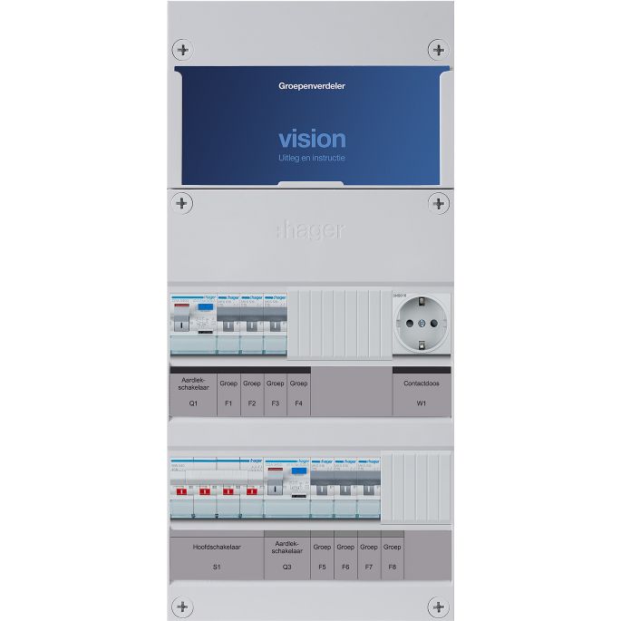 Groepenkast Hager | 6 Groepen 6 x Lichtgroepen 1 x Wandcontactdoos | 3 Fase | VKG330L-W