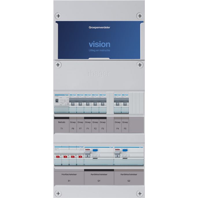 Groepenkast Hager | 7 Groepen 5 x Lichtgroepen 2 x Directe eindgroepen 1 x Beltransformator | 3 Fase | VKG32L-GGT