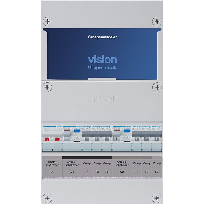Groepenkast Hager | 6 Groepen 5 x Lichtgroepen 1 x Directe eindgroep | 1 Fase | VKG32B-G