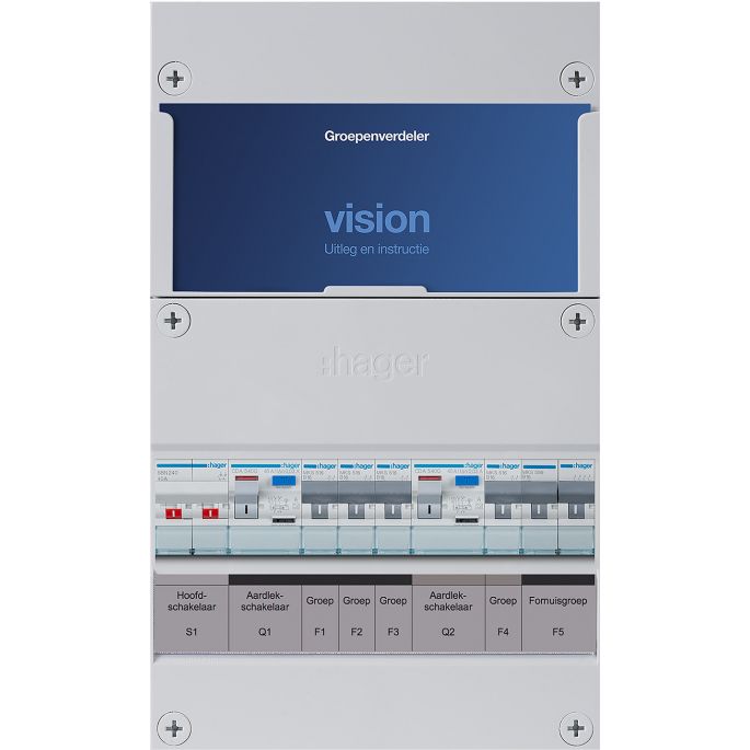 Groepenkast Hager | 5 Groepen 4 x Lichtgroepen 1 x Fornuisgroep | 1 Fase | VKG31B-F