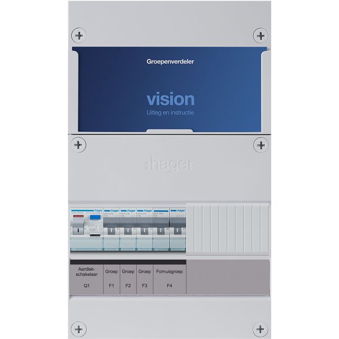 Groepenkast Hager | 4 Groepen 3 x Lichtgroepen 1 x Fornuisgroep | 1 Fase | VKG300C-F
