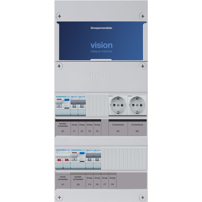 Groepenkast Hager | 4 Groepen 4 x Lichtgroepen 2 x Wandcontactdozen | 1 Fase | VKG22E-WW