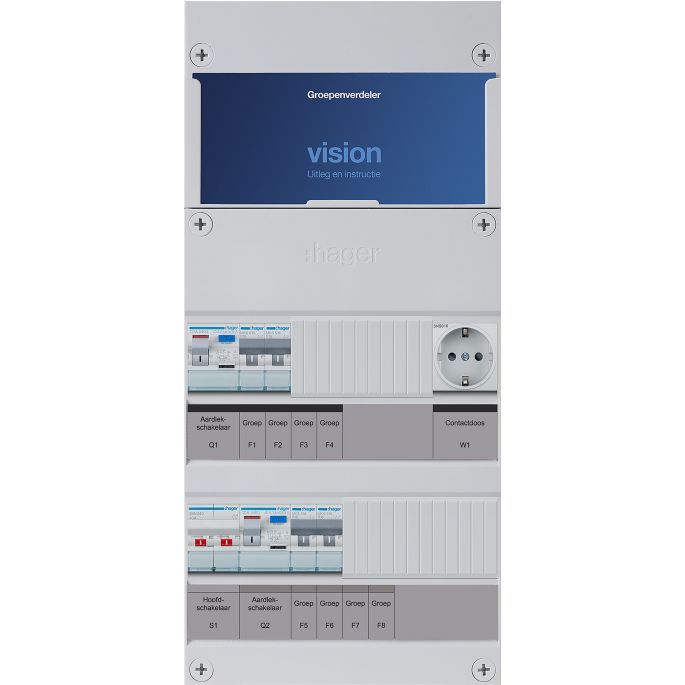 Groepenkast Hager | 4 Groepen 4 x Lichtgroepen 1 x Wandcontactdoos | 1 Fase | VKG22E-W