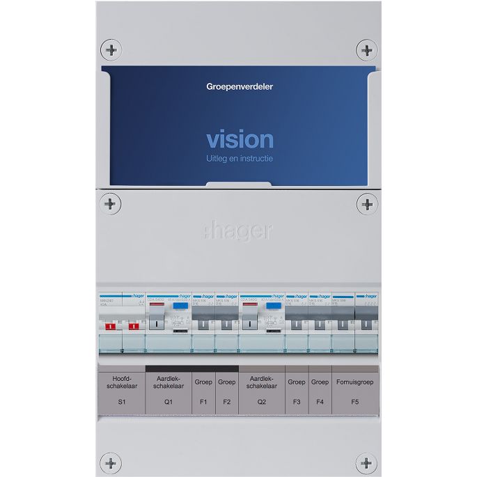 Groepenkast Hager | 5 Groepen 4 x Lichtgroepen en 1 fornuisgroep | 1 Fase | VKG22B-F