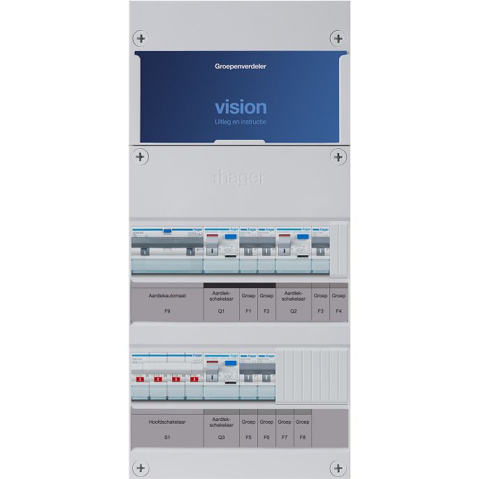 Groepenkast Hager | 6 Groepen 5 x Lichtgroepen 1 x Aardlekautomaat | 3 Fase | VKG221L-B