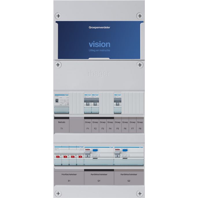 Groepenkast Hager | 3 Groepen 3 x Lichtgroepen 1 x Beltransformator | 3 Fase | VKG21L-T