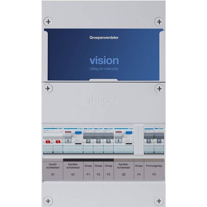Groepenkast Hager | 4 Groepen 3 x Lichtgroepen 1 x Fornuisgroep | 1 Fase | VKG21B-F 