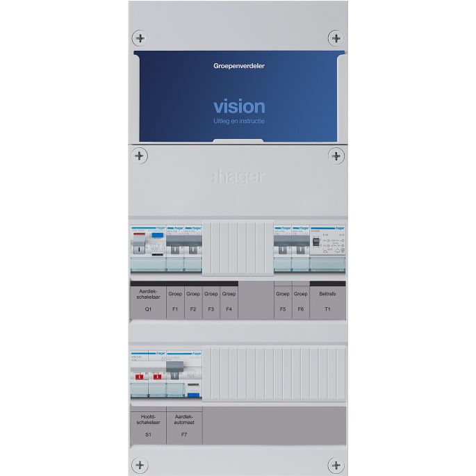 Groepenkast Hager | 5 Groepen 5 x Lichtgroepen 1 x Beltransformator | 1 Fase | VKG212D-T