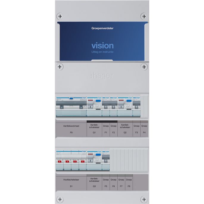 Groepenkast Hager | 5 Groepen 4 x Lichtgroepen 1 x Aardlekautomaat | 3 Fase |VKG211L-B