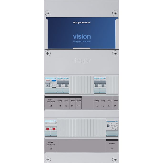 Groepenkast Hager | 4 Groepen 4 x Lichtgroepen 1 x Beltransformator | 1 Fase | VKG202D-T