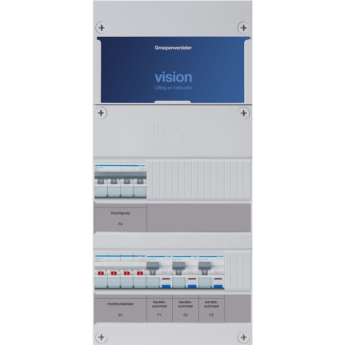 Groepenkast Hager | 4 Groepen 3 x Lichtgroepen 1 x Directe krachtgroep | 3 Fase | VKG030K-D