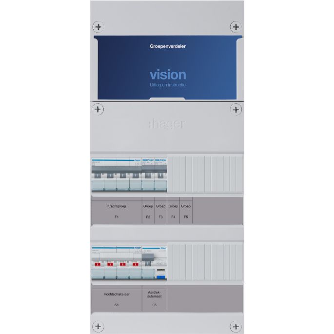 Groepenkast Hager | 4 Groepen 3 x Lichtgroepen 1 x Directe Krachtgroep | 3 Fase | VKG012K-D