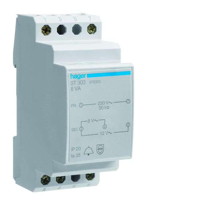 HAGER ST303 - Beltransformator 8-12V 1.0/0.67A - ST303