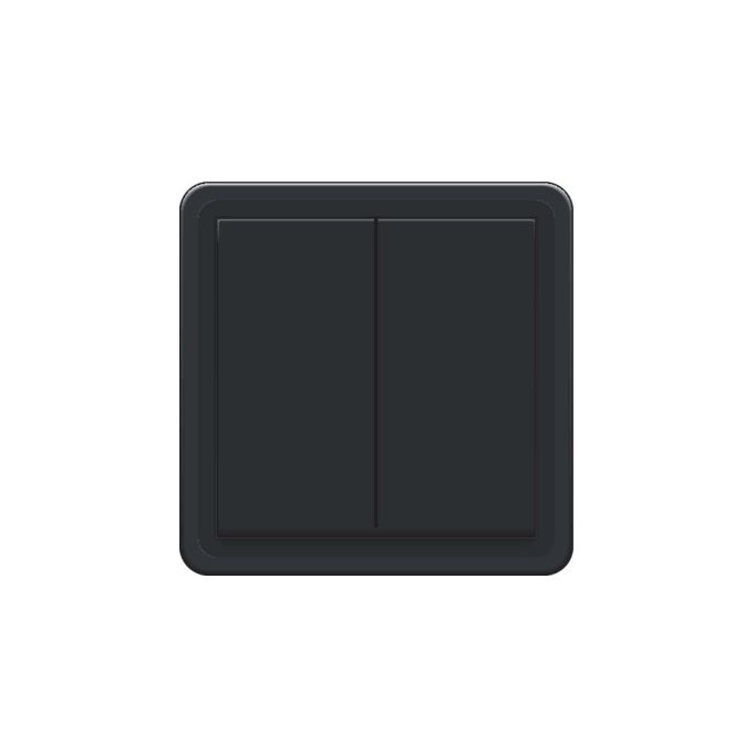 Niko Hydro zwart | Pulsdrukker 2-voudig met 2x maak- of verbreekcontact en schroefklemmen | 761-35000