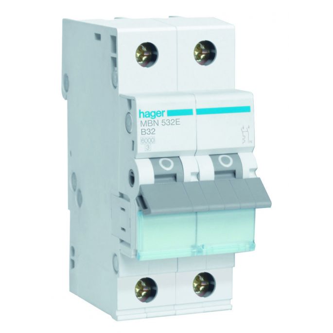 Hager installatieautomaat / 1-polig + nul, B32A / MBN532E