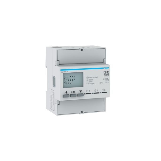 HAGER ECP180T | kWh-meter 80A, 1-fase, MID, geijkt | ECP180T