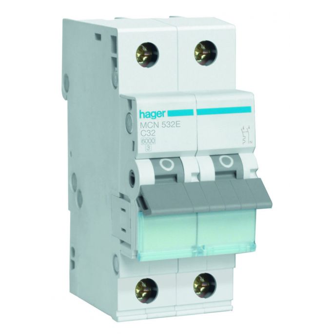 Hager installatieautomaat / 1-polig + nul, C32A / MCN532E
