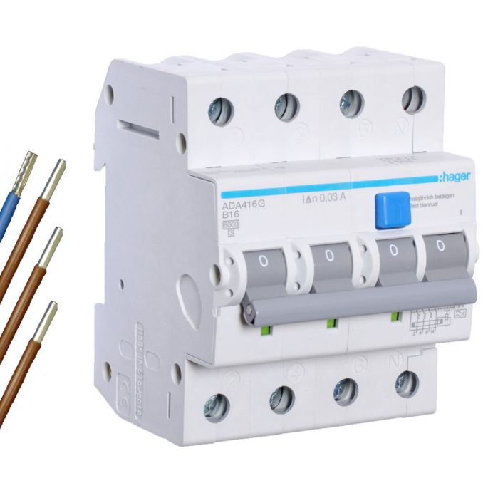 Hager uitbreidingsset - Aardlekautomaat 4-polig, 30mA, B16A - VKS14SB
