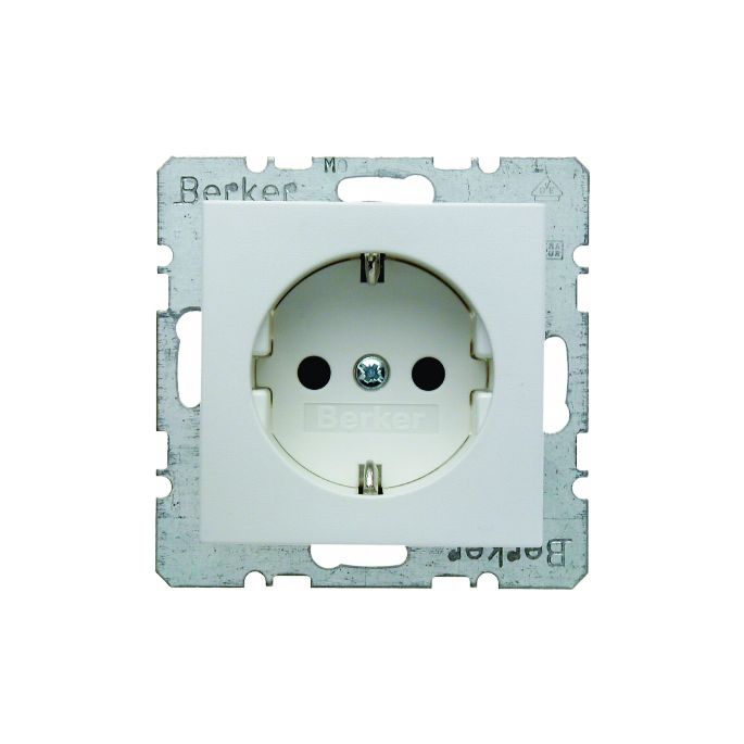 Berker | Wandcontactdoos randaarde met kinderbeveiliging | S.1/B.3/B.7 Polarwit Mat