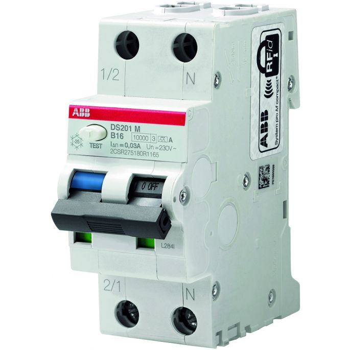 ABB aardlekautomaat / 10A, 30mA, C-kar, 10kA, 1-polig+nul / DS201 M C10 A30 / 2CSR275180R1104
